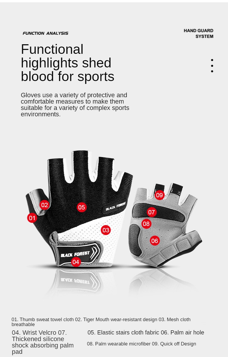 MCFK 0101 Sports Gloves for Men and Women Outdoor Mountain Bike Half-finger Non-slip Gloves Shockproof Fitness Cycling Gloves