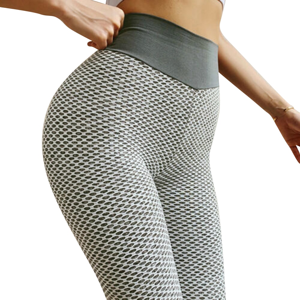 Woman Leggings Stretch Solid Color Fitness Running Gym Sports Mid Waist Ankle-Length Active Pants Jacquard Fabric Sweatpant