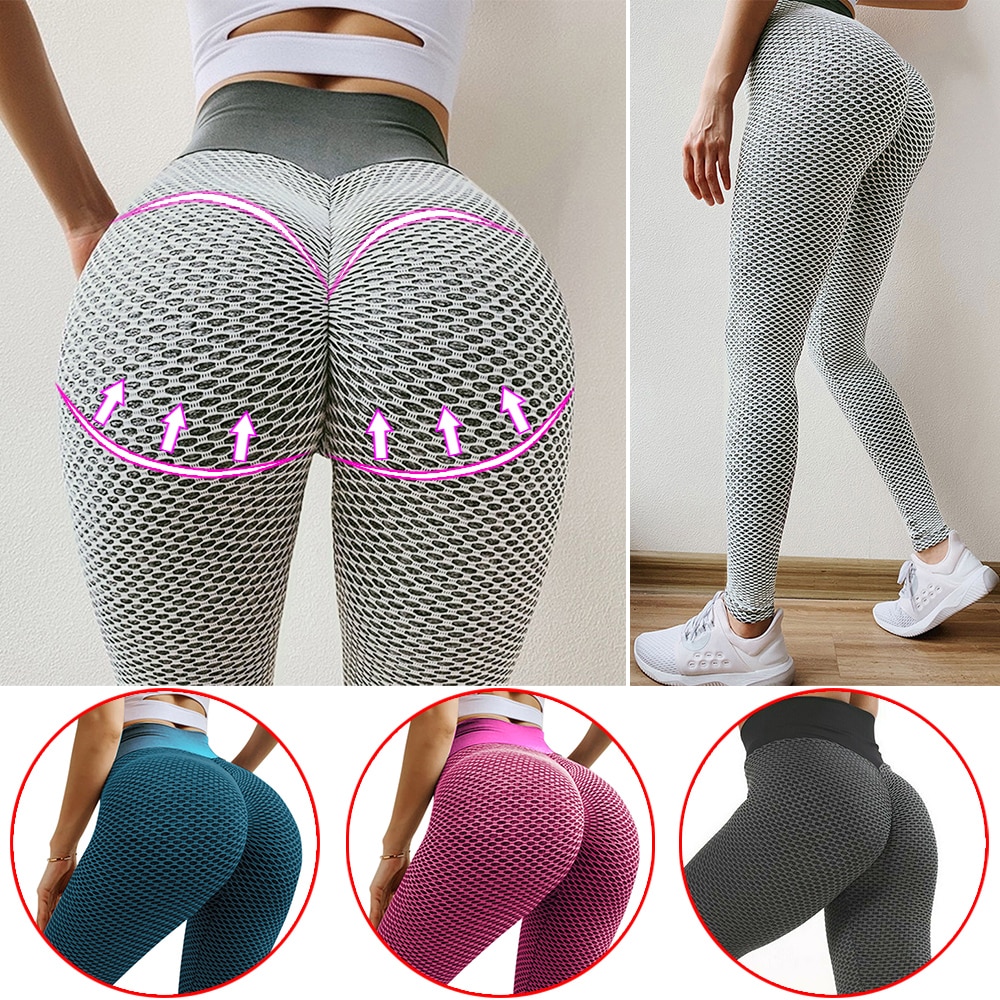 Woman Leggings Stretch Solid Color Fitness Running Gym Sports Mid Waist Ankle-Length Active Pants Jacquard Fabric Sweatpant