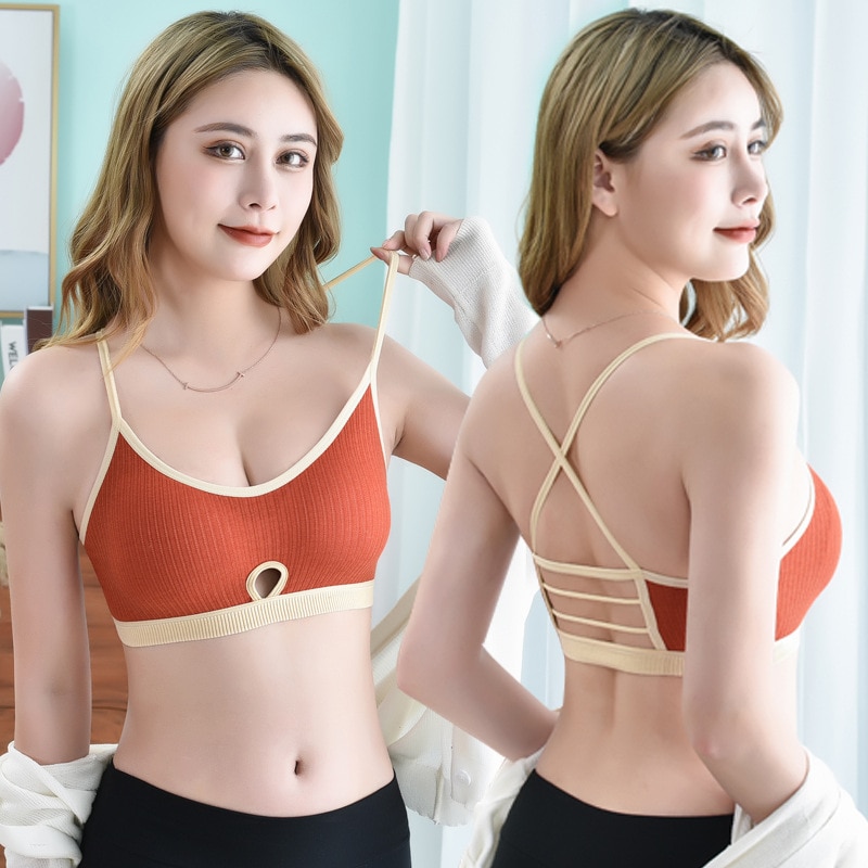 Beautiful Back Sports Sexy Bra For Women Tube Top Elastic Thread Sling Wrap Chest Yoga Bra Fitness Chest Pad Gym Tops Underwear
