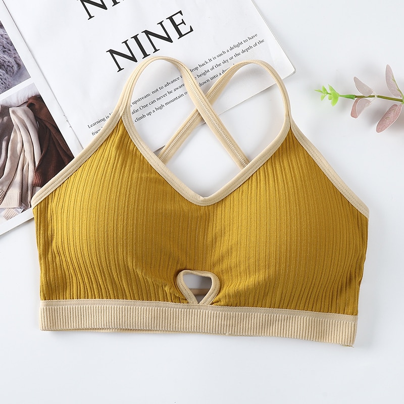 Beautiful Back Sports Sexy Bra For Women Tube Top Elastic Thread Sling Wrap Chest Yoga Bra Fitness Chest Pad Gym Tops Underwear