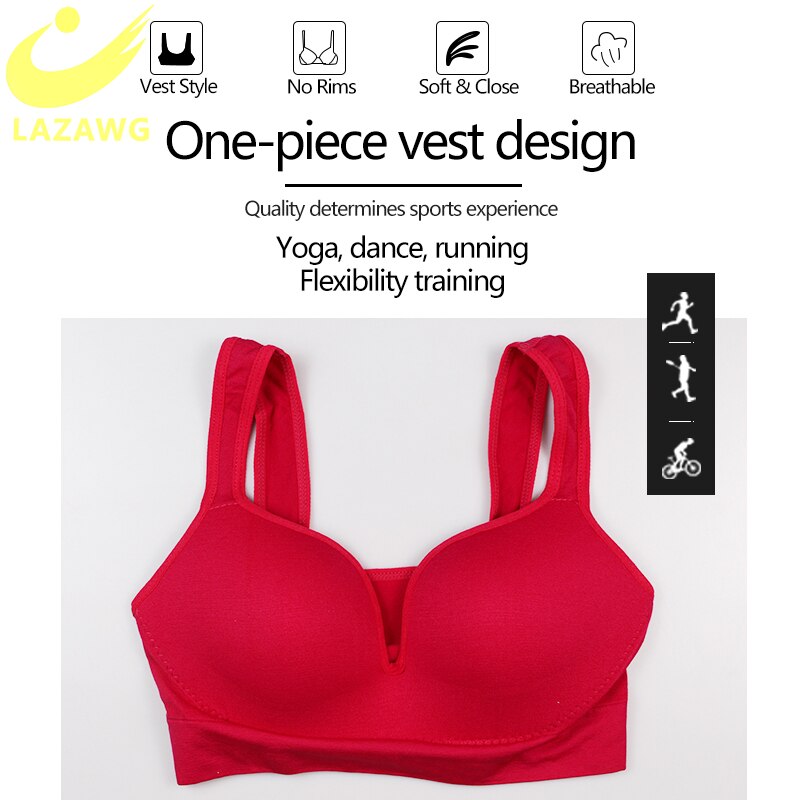 LAZAWG Sexy Sports Bra for Women Gym Push Up Yoga Tops Seamless Workout Vest Sportwear High Impact Yoga Bra Fitness Underwear
