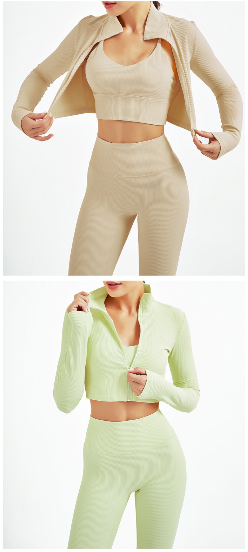 Zipper Long Sleeve Sports Jacket Women Zip Fitness Yoga Shirt Winter Warm Gym Top Activewear Running Coats Workout Clothes Woman