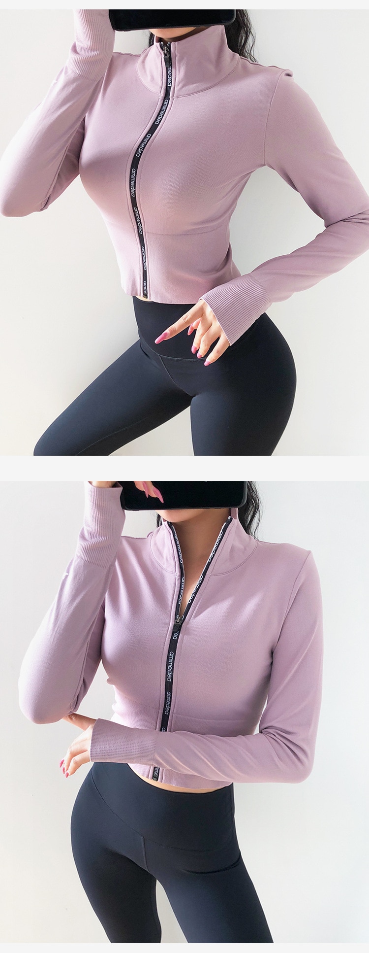 Woman Jerseys Sport shirt Women Jacket Long Sleeves Crop top Sports  Fit Fitness Yoga Top Workout Jacket Female Gym Shirts