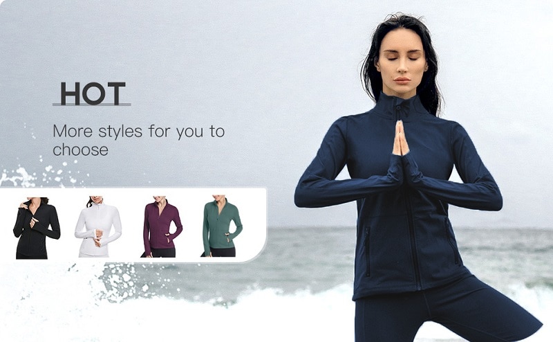 2021 Women Athletic Sport Shirts Slim Fit Long Sleeved Fitness Coat Yoga Crop Top With Thumb Holes Gym Jacket Workout Sweatshirt