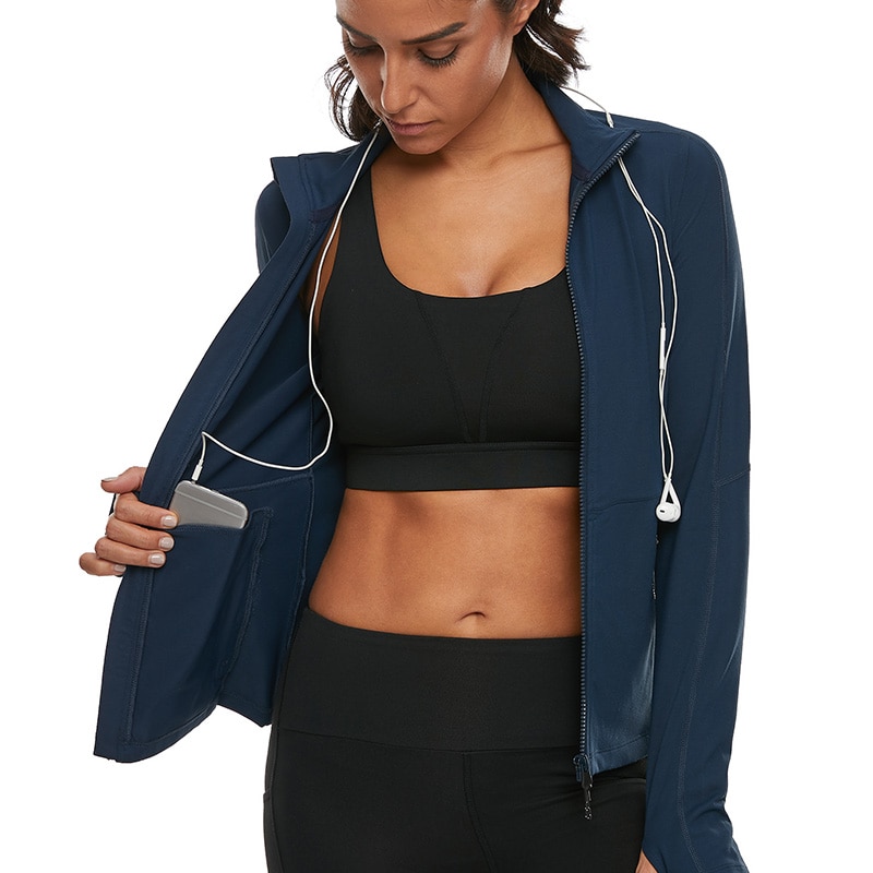 PEHMEA Women’s Cropped Yoga Jacket 1/2 Zip Lightweight Slim Workout Running Shirt Top with Thumb Hole 