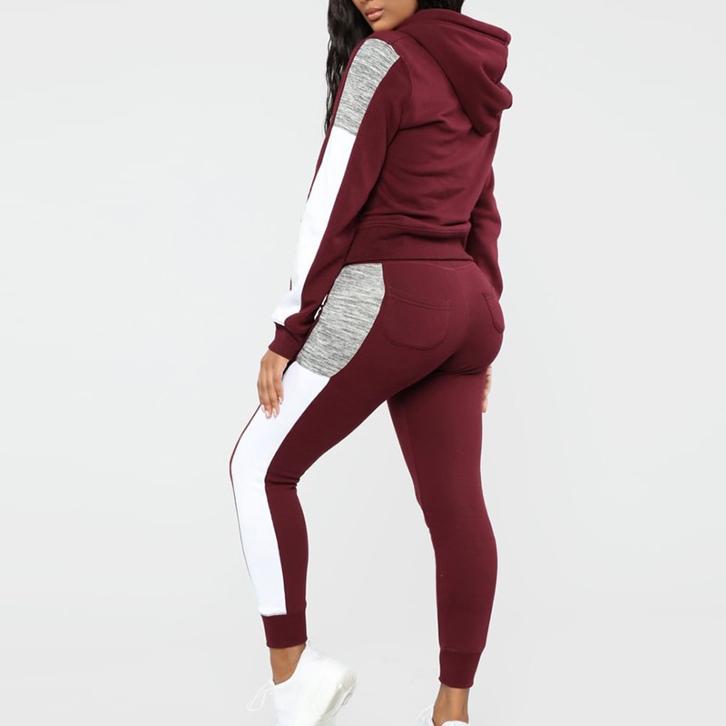 Hooded Tracksuit For Women 2Pcs Sports Set Outfits Striped Fashion Running Sets  2021 Spring Long Sleeve Sweatershirt Sport Suit