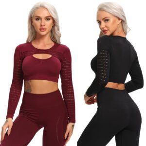 IDOPIP 2Pcs Gym Sets for Women Tracksuit Buttery Soft Racer Front